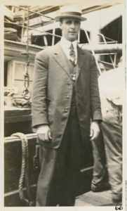 Image of Donald B. MacMillan on deck of S.S. Roosevelt